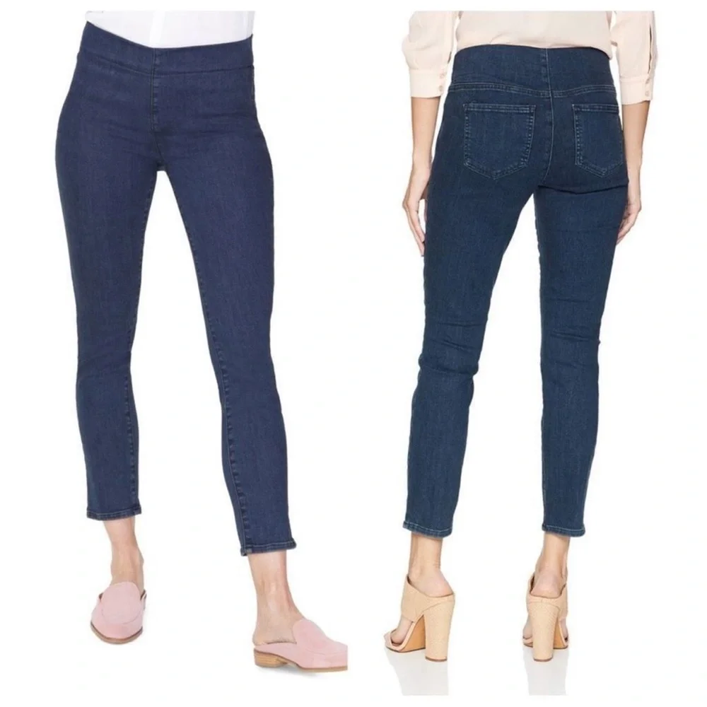 NYDJ Pull-On Jeans Straight Leg Fit Stretch Dark Wash High-Rise Denim SZ 16W - Picture 1 of 15
